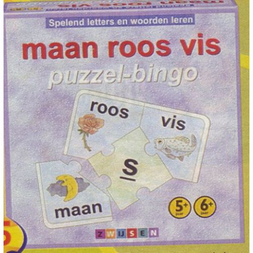 Maan, roos, vis, puzzel-bingo Maan, roos, vis, puzzel-bingo